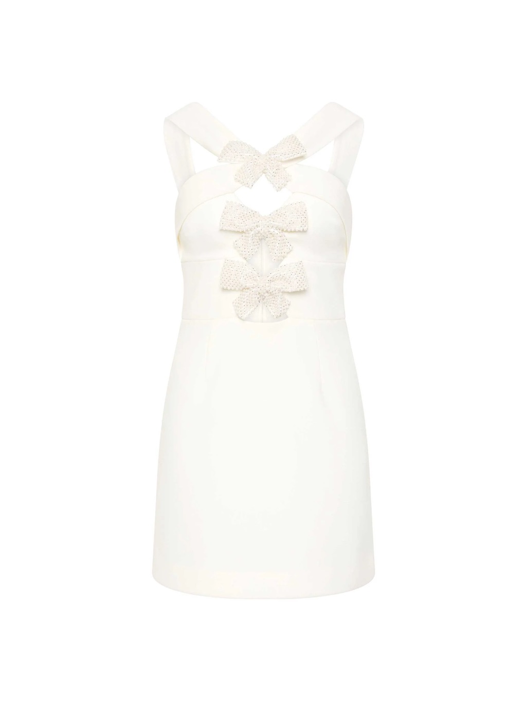Rebecca Vallance White Bow-Detail Mini Dress Size 12 Au 8 Us